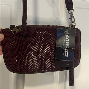 Burgundy Snake Print Women's Bag